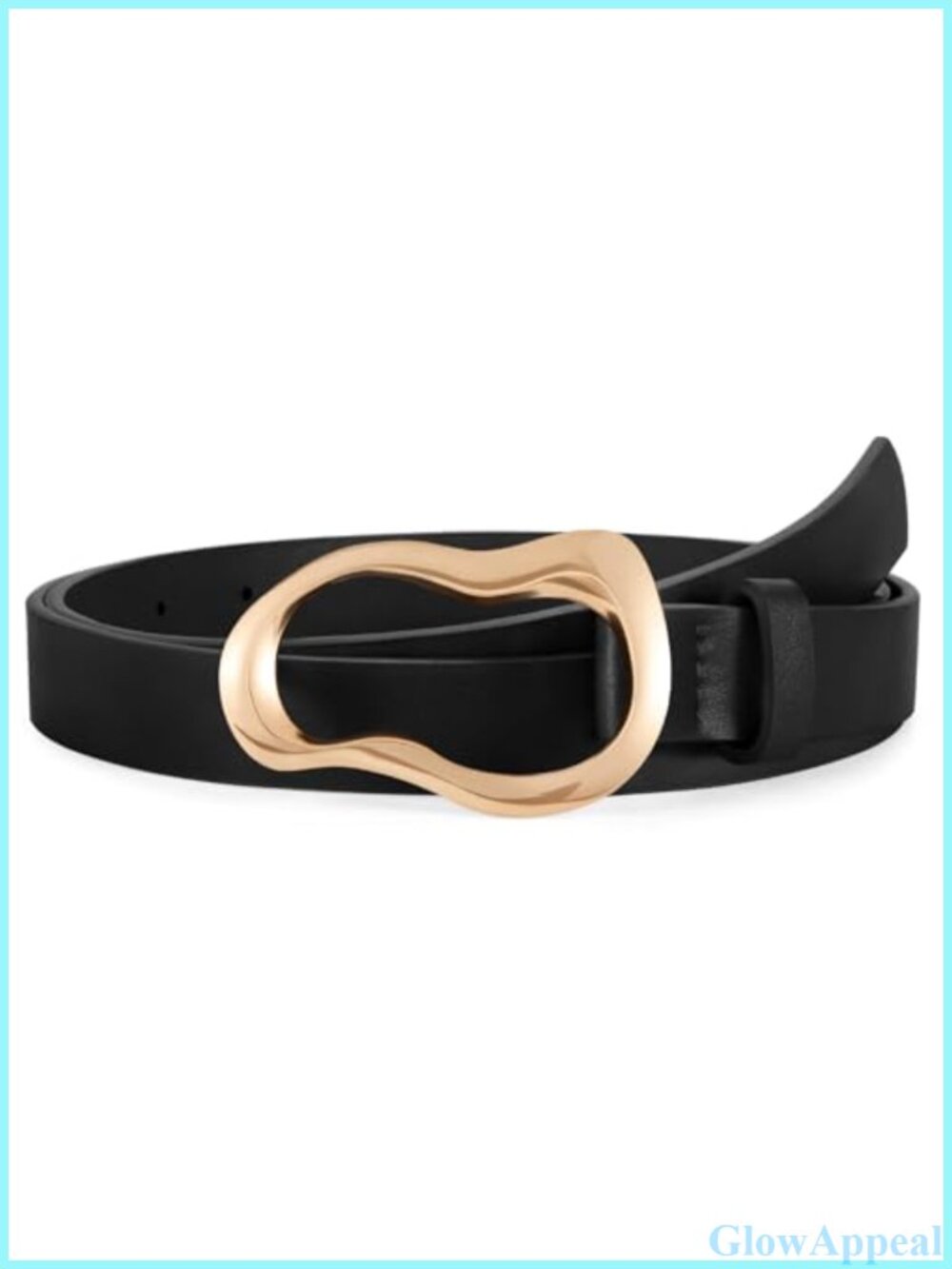Women's PU Leather Fashion Waist Belt with Gold Buckle
